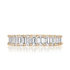 3.95ct Emerald Cut Diamond Eternity Band in 18k Champagne Yellow Gold