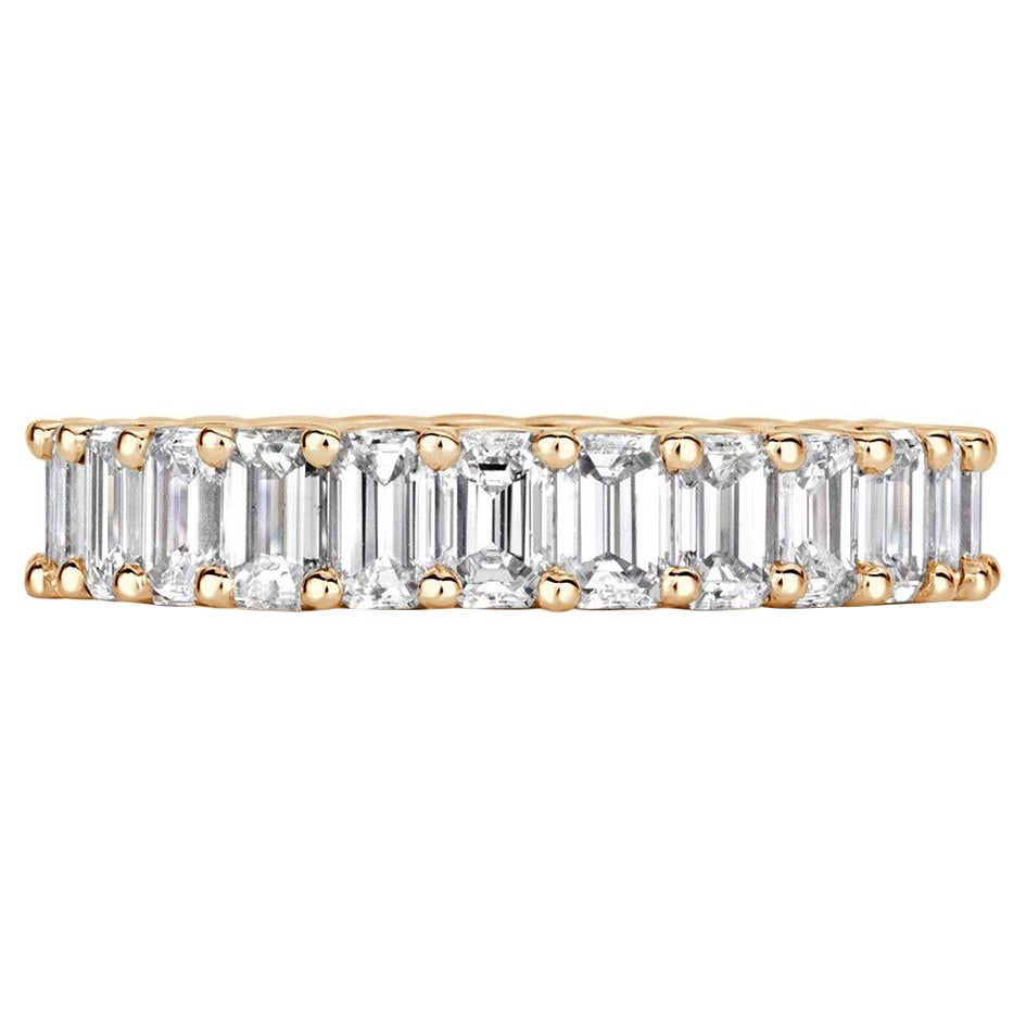 3.95ct Emerald Cut Diamond Eternity Band in 18k Champagne Yellow Gold