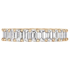 3.95ct Emerald Cut Diamond Eternity Band in 18k Champagne Yellow Gold