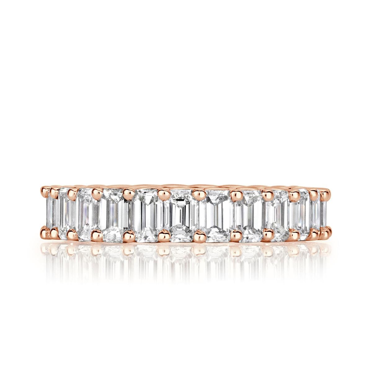 3.95ct Emerald Cut Diamond Eternity Band in 18k Rose Gold