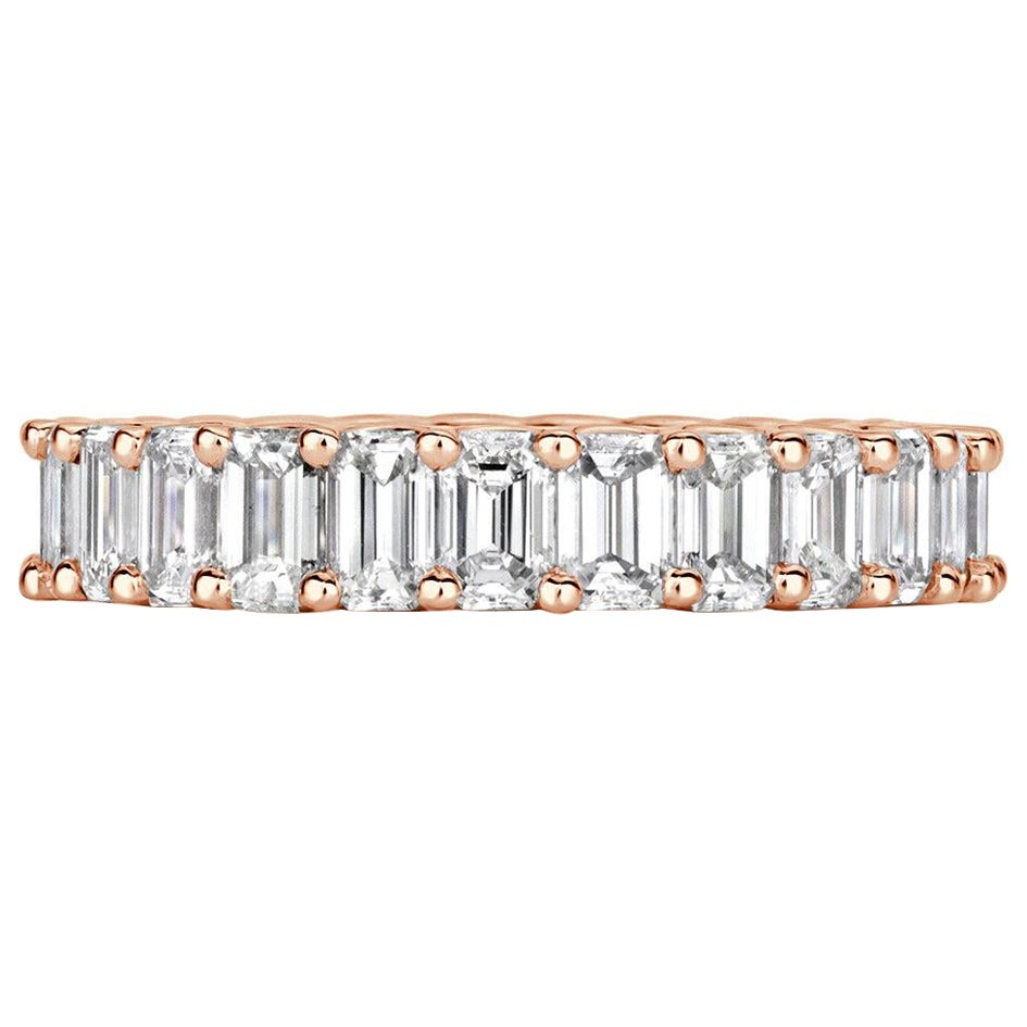 3.95ct Emerald Cut Diamond Eternity Band in 18k Rose Gold