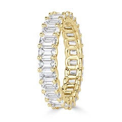 3.95ct Emerald Cut Diamond Eternity Band in 18k Yellow Gold