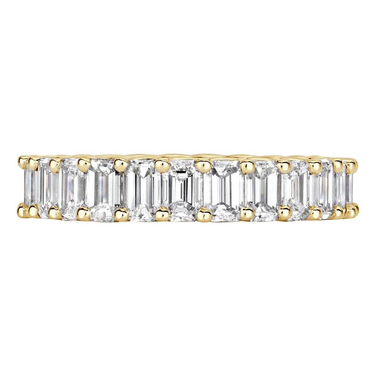 3.95ct Emerald Cut Diamond Eternity Band in 18k Yellow Gold