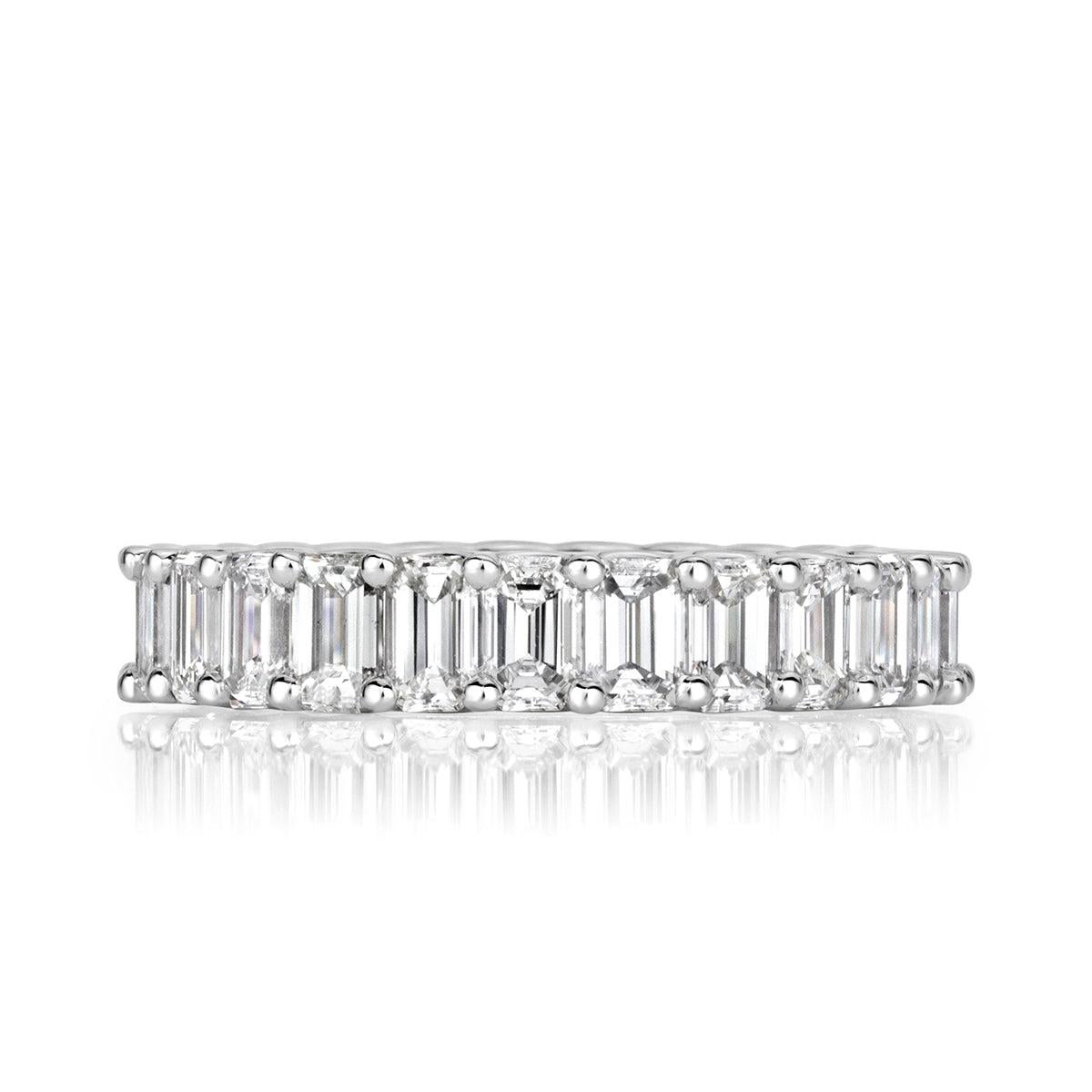 3.95ct Emerald Cut Diamond Eternity Band in Platinum For Sale