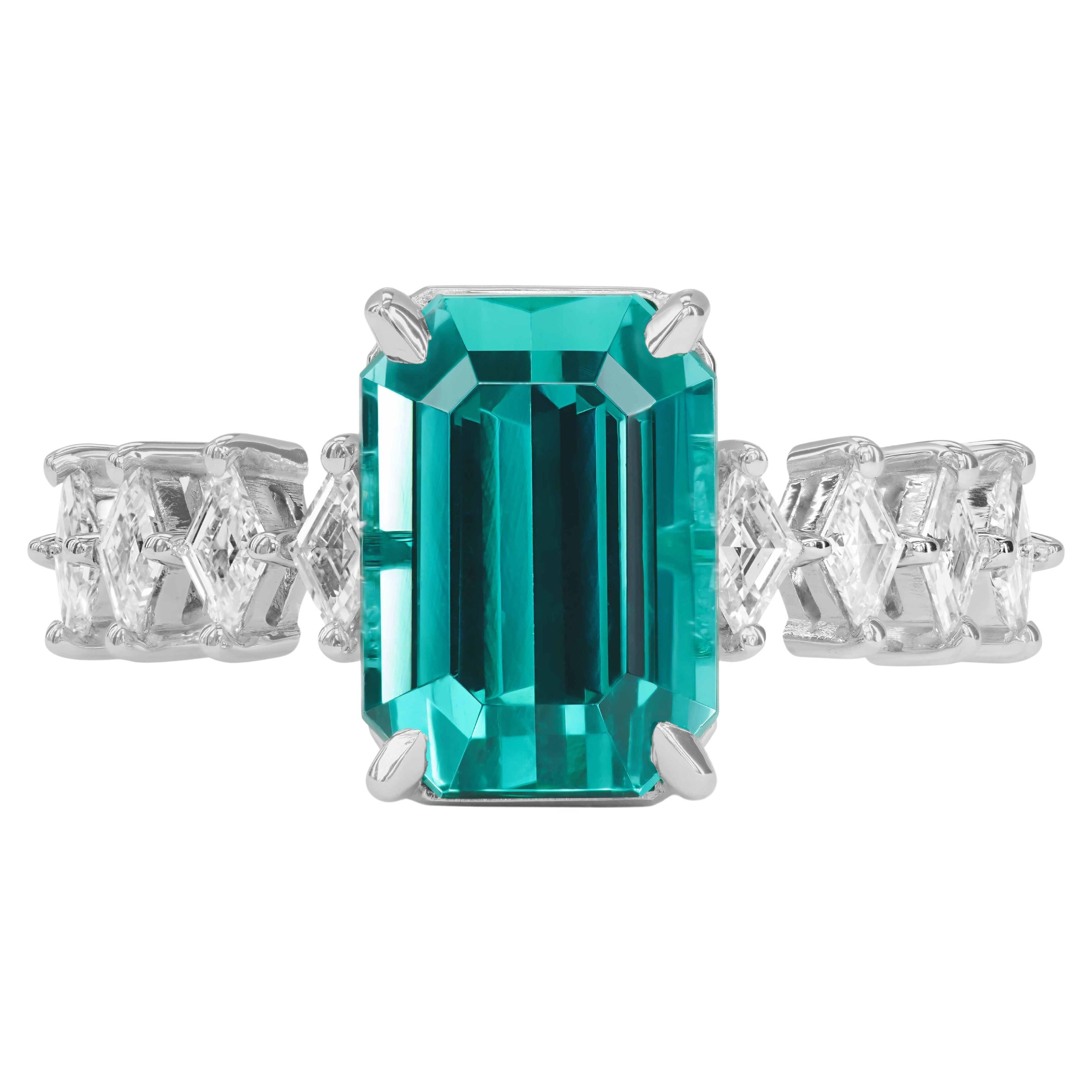 3.95 ct. Lagoon Tourmaline Ring in 18K White Gold