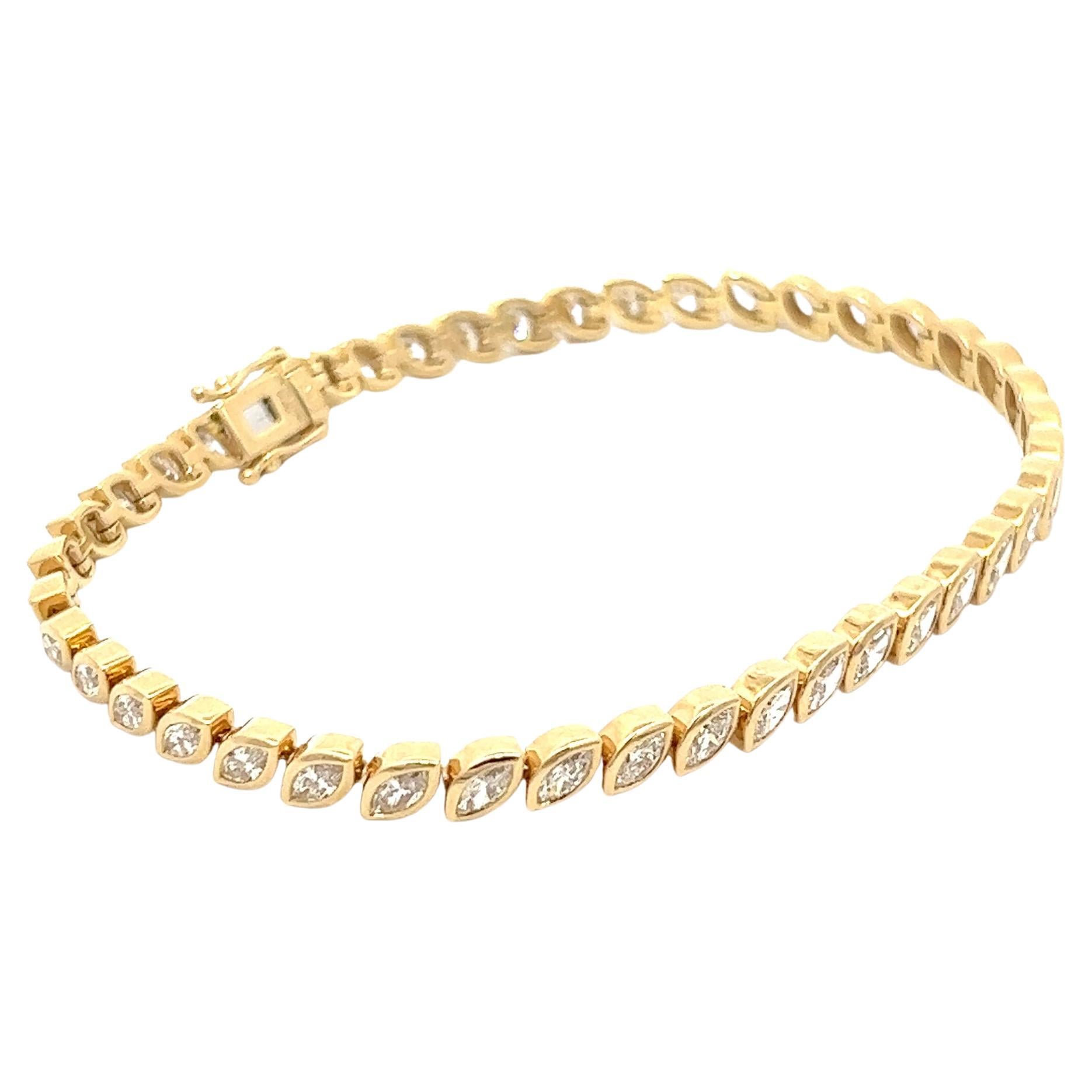 3.95CT Marquise Diamond Braceletet 18KY Gold Settings