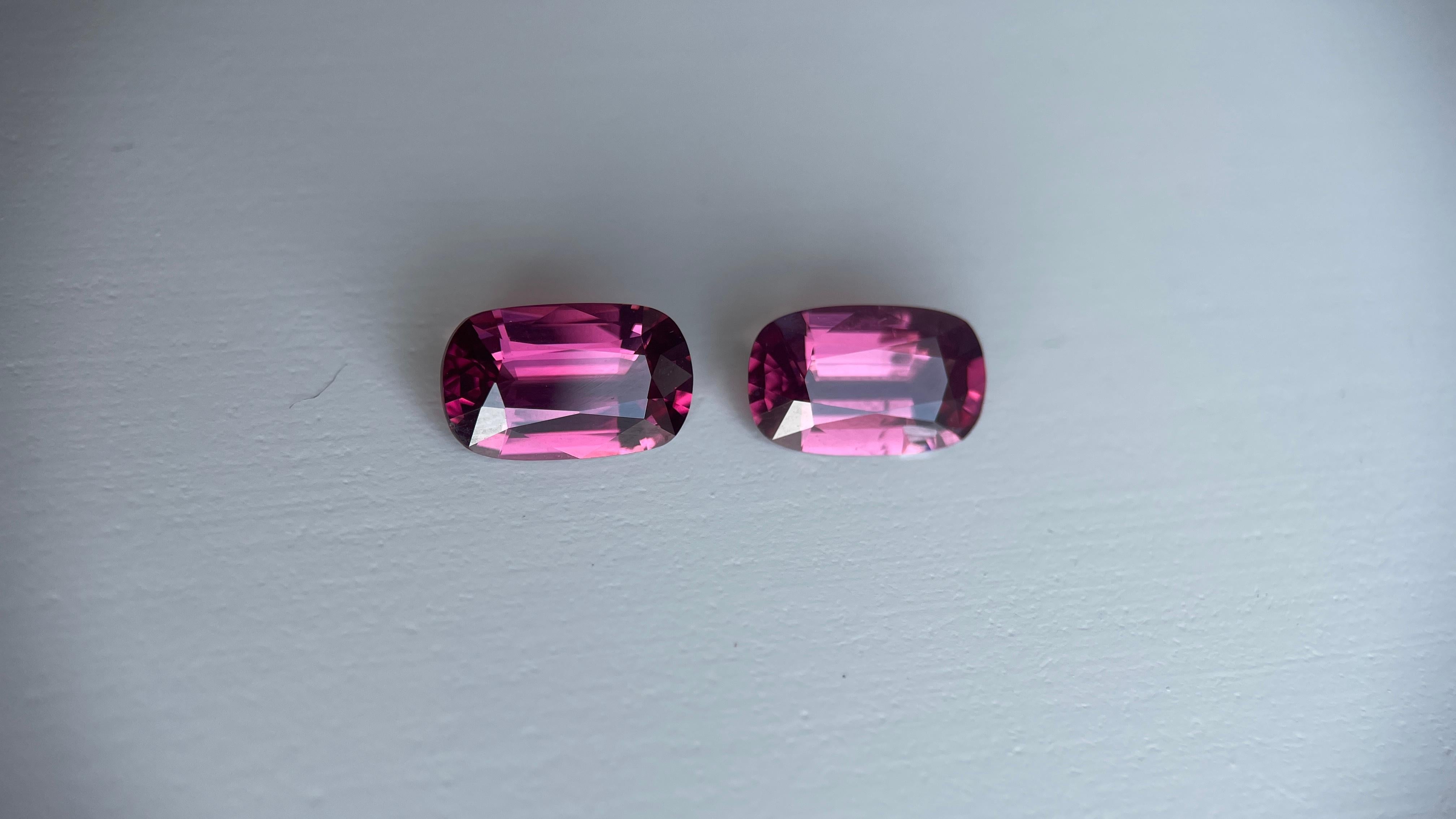 Paar 3,95 Karat rosa-rote Spinelle, hochwertige Qualität, präzise geschliffene Spinelle im Zustand „Neu“ im Angebot in Singapore, SG