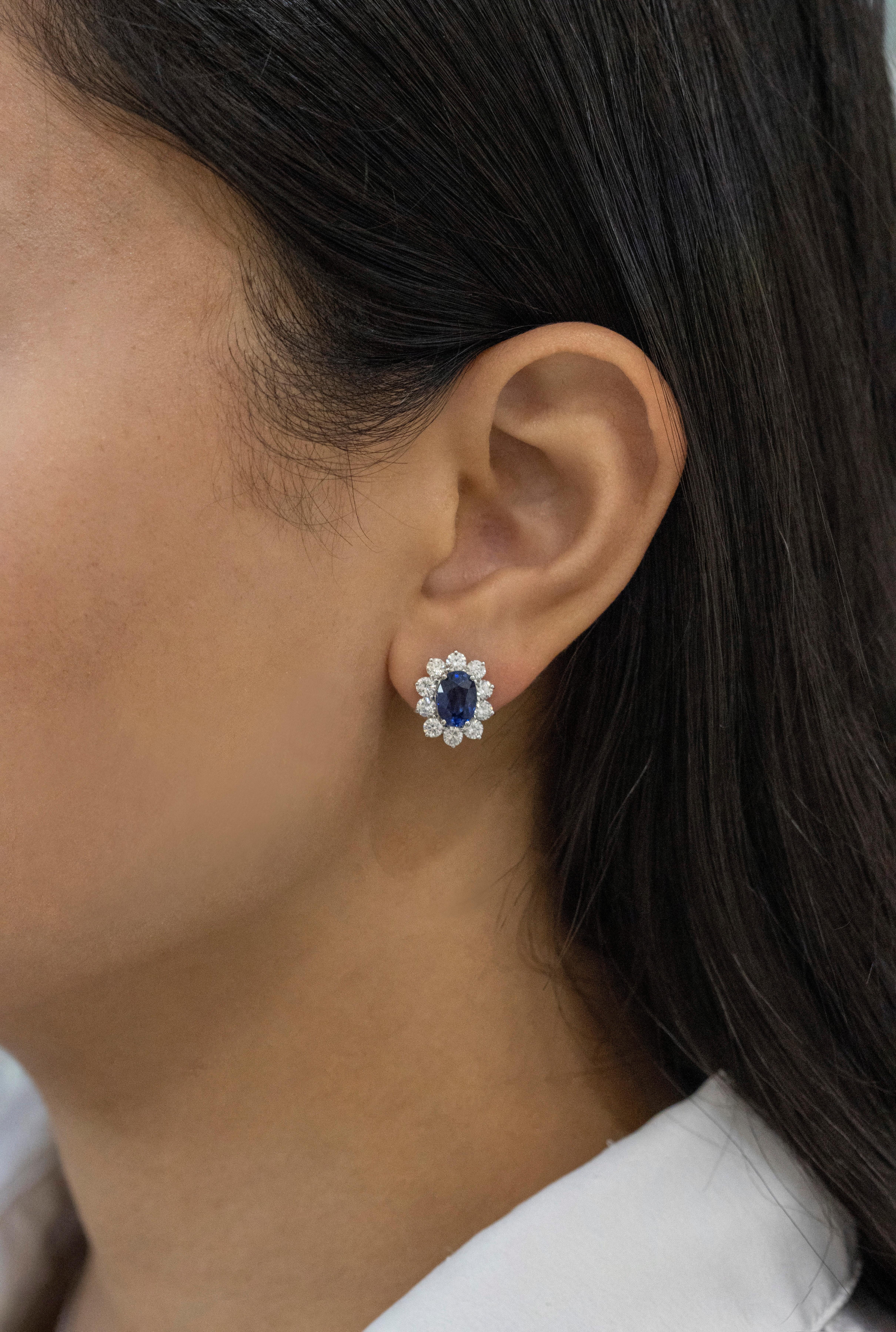 blue diamond cluster earrings