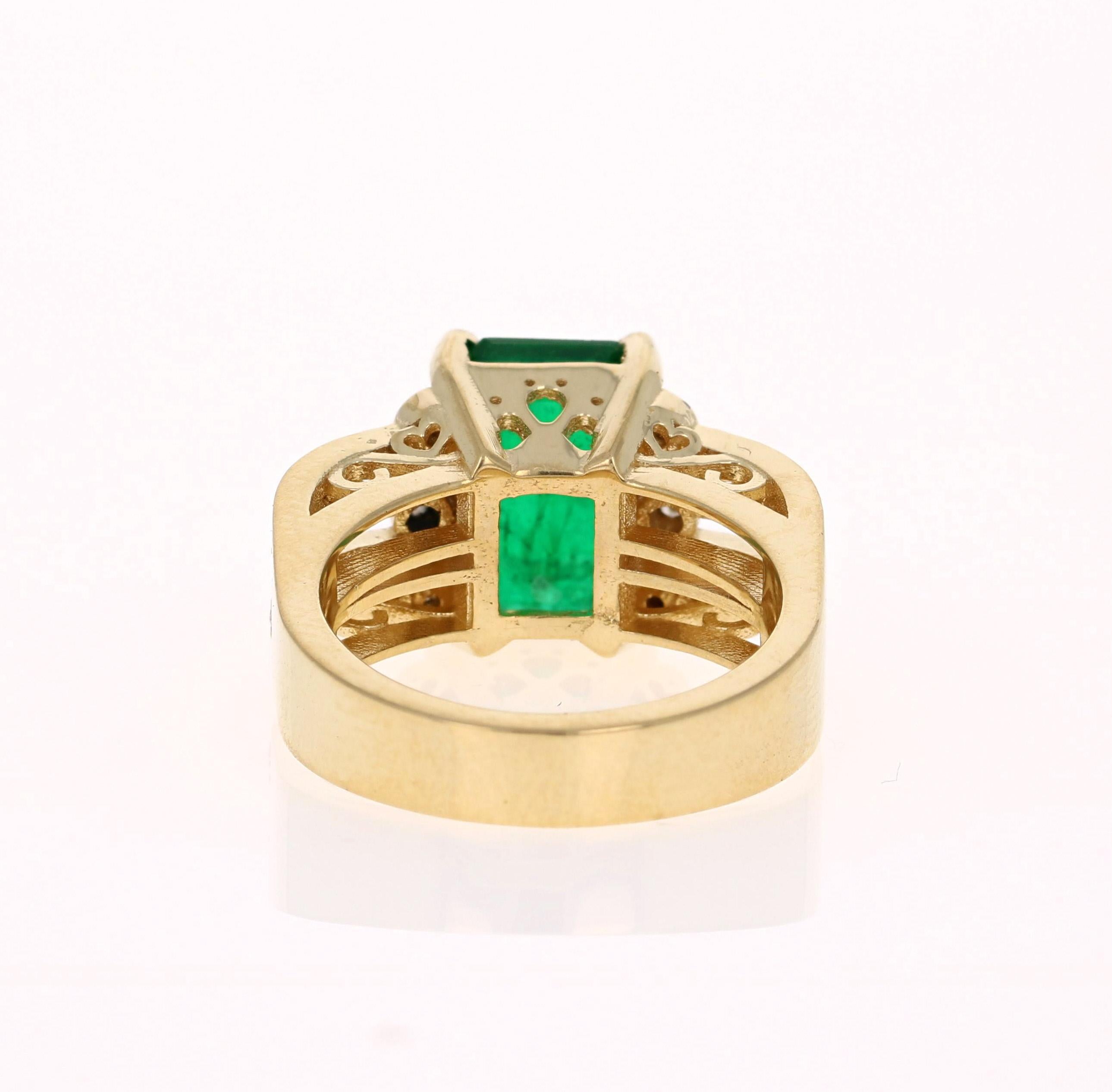 Emerald Cut GIA Certified 3.96 Carat Emerald Diamond 18 Karat Yellow Gold Engagement Ring 