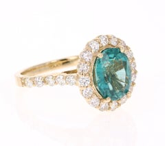 3.96 Carat Apatite Diamond Yellow Gold Ring