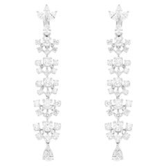 3.96 Carat SI/H Round Brilliant Cut Diamond Dangle Earrings 18 Karat White Gold