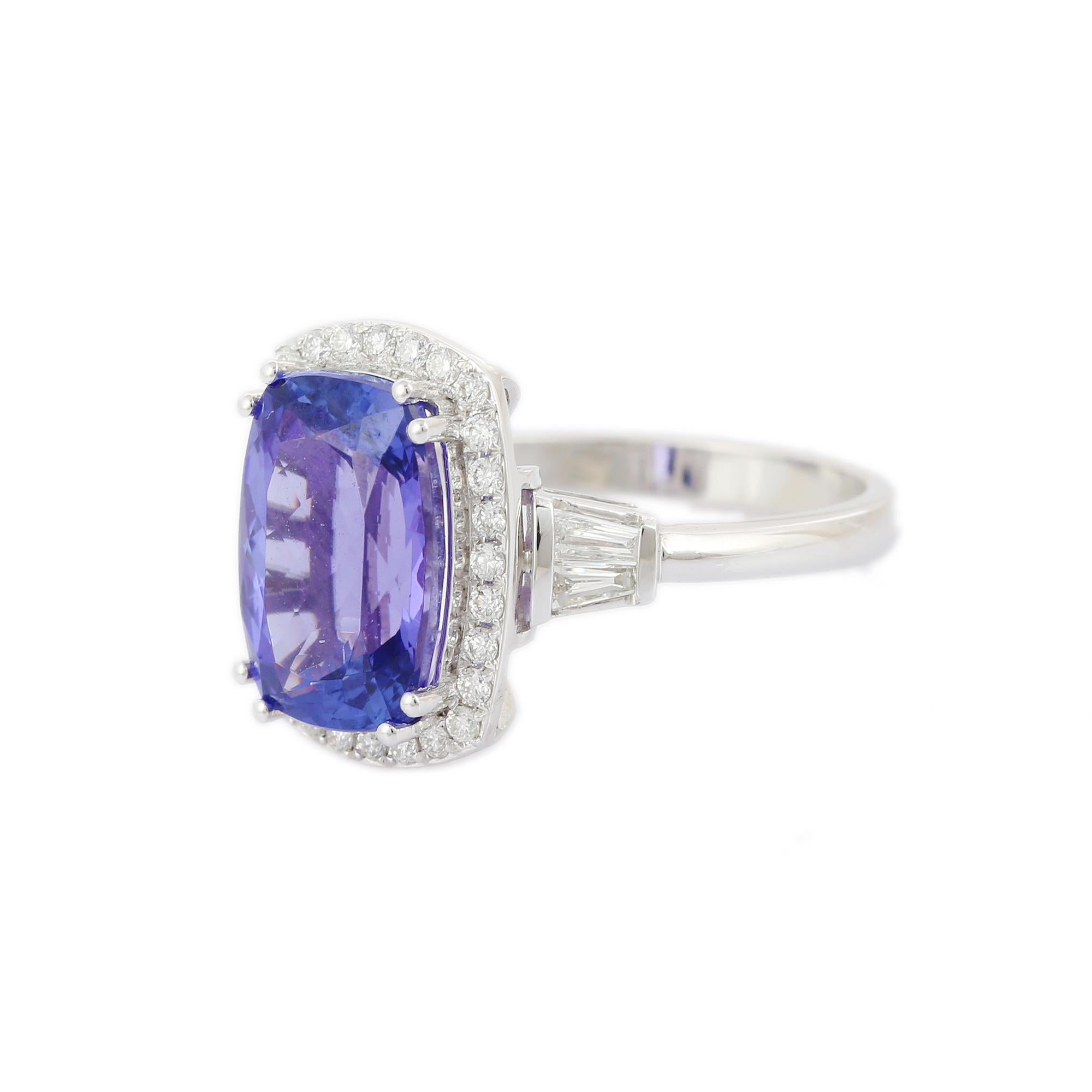 For Sale:  Tanzanite with Diamonds in 18K White Gold Cocktail Ring 3