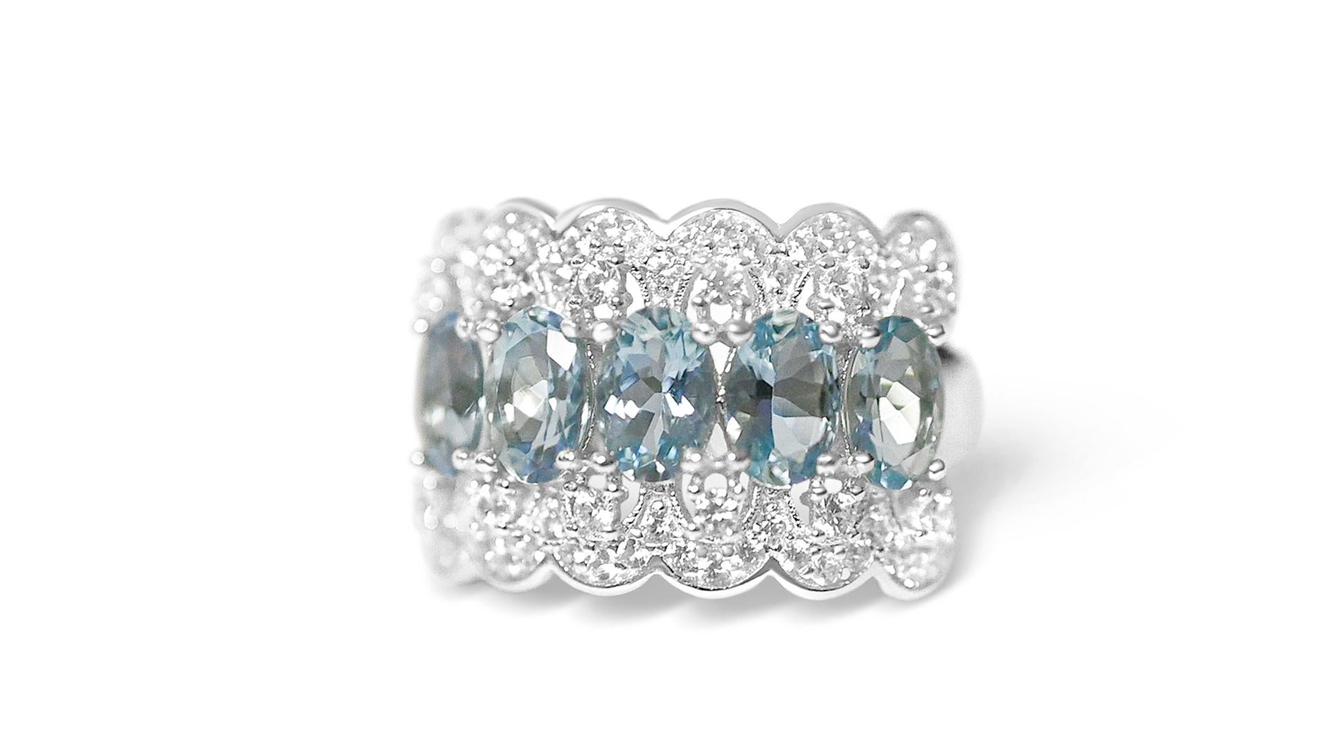 Aquamarine Ring, Classic Genuine 5-Stone Aquamarine Sterling Silver Ring for Women, Aquamarine Oval Gemstone March Birthstone Ring

♥ Welcome to Blue Star Gems Our Joyful and Meaningful Jewelry
At Blue Star Gems, we are passionate about providing