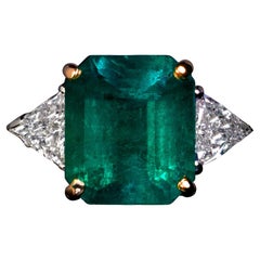 3.96 Ct Colombian Emerald Diamond Engagement Ring