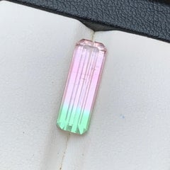 3.96 Ct Natural Bicolor Tourmaline, Baby Pink & Green Emerald Cut Loose Gemstone