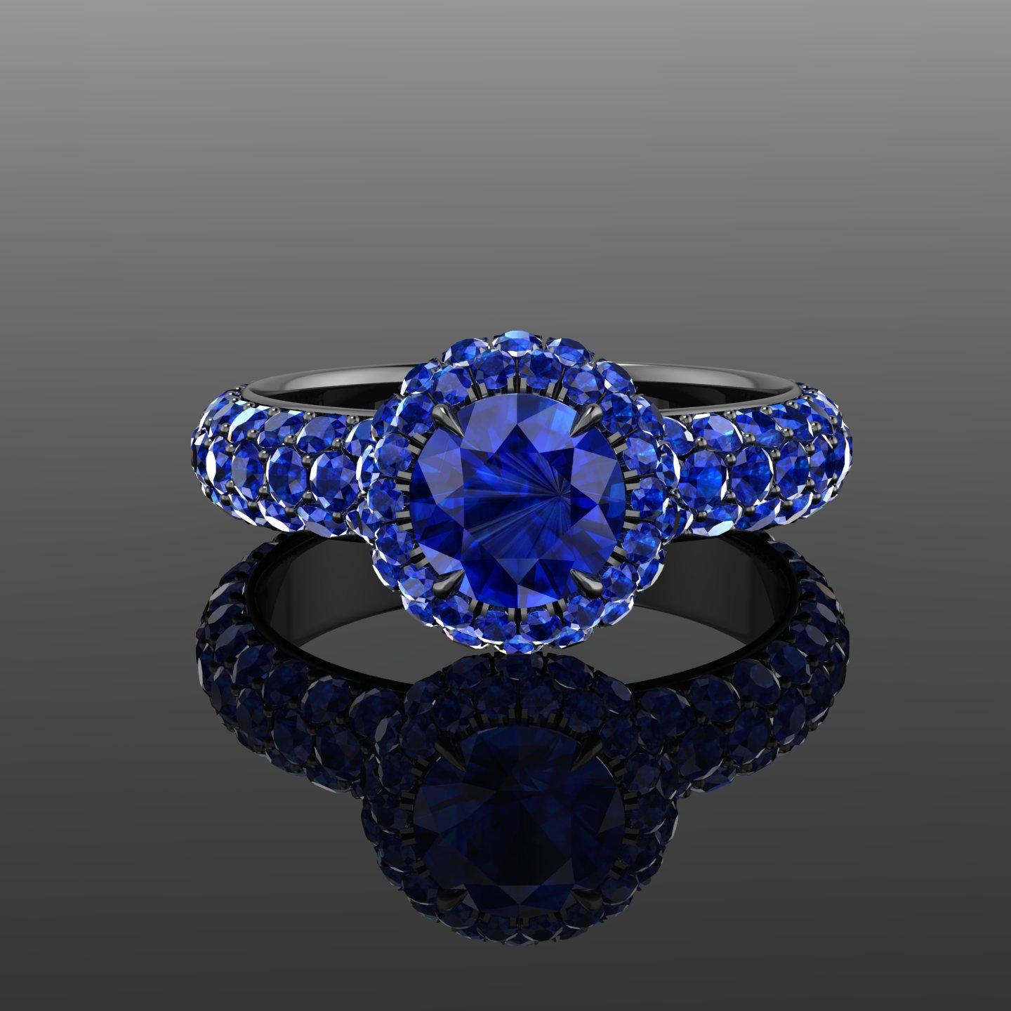 round blue sapphire ring
