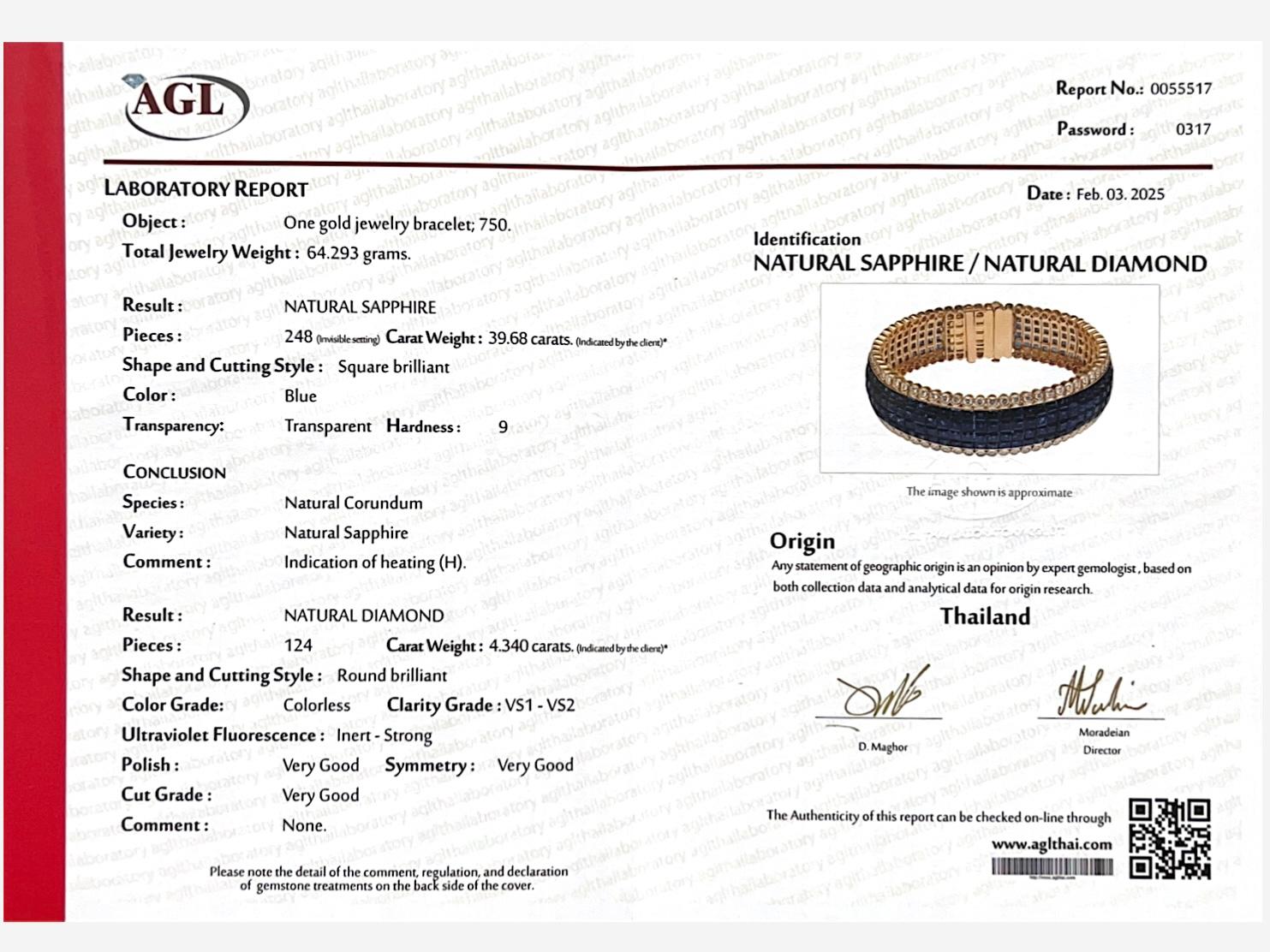 Art Deco 39.62 Carat Blue Sapphire and 6.2 Carat Diamond Bracelet in 18 Karat Yellow Gold For Sale