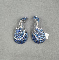 Pendientes Colgantes de Zafiro Natural y Diamante de 39,67 ct