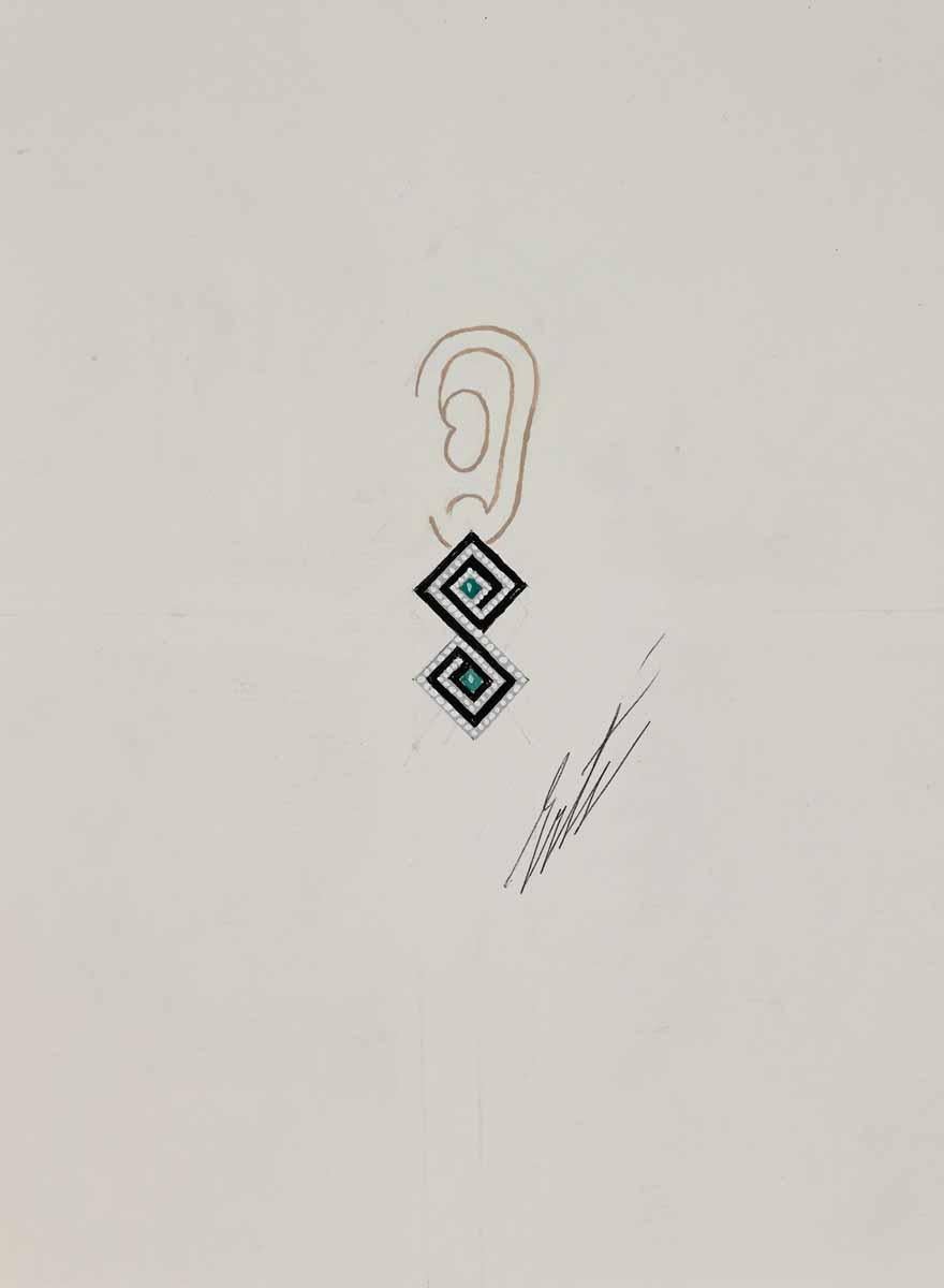 Géométrie (Boucles d'oreilles) - Art de Erté