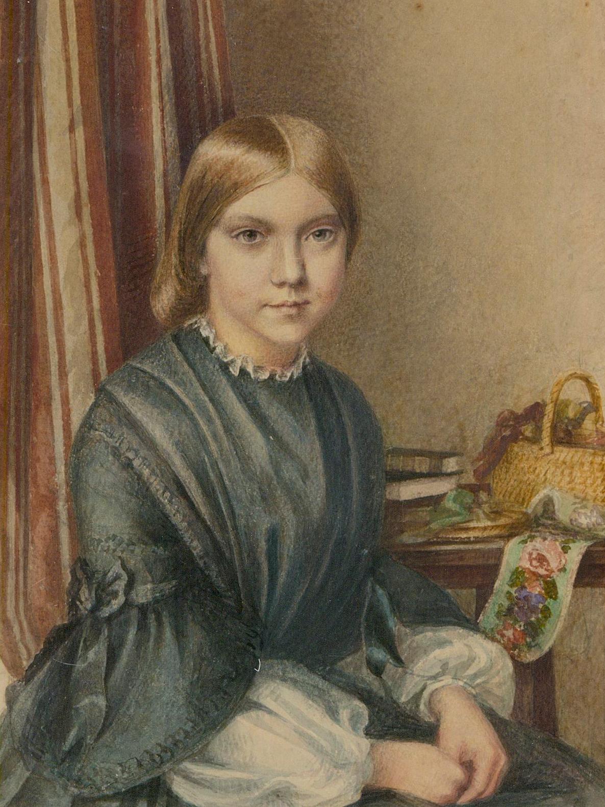 Aquarell aus der Mitte des 19. Jahrhunderts – Porträt von Jane – Art von Unknown
