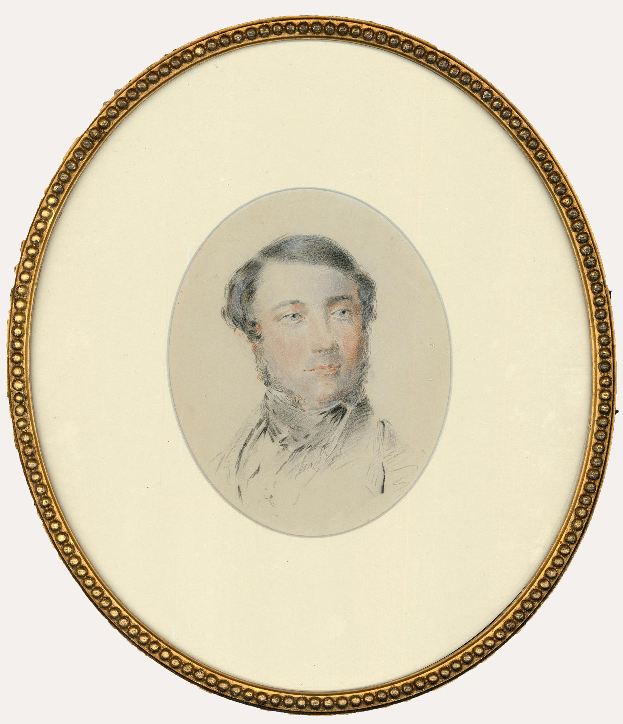 Unknown Portrait - Fine 19th Century Coloured Pencil - The Eligible Bachelor