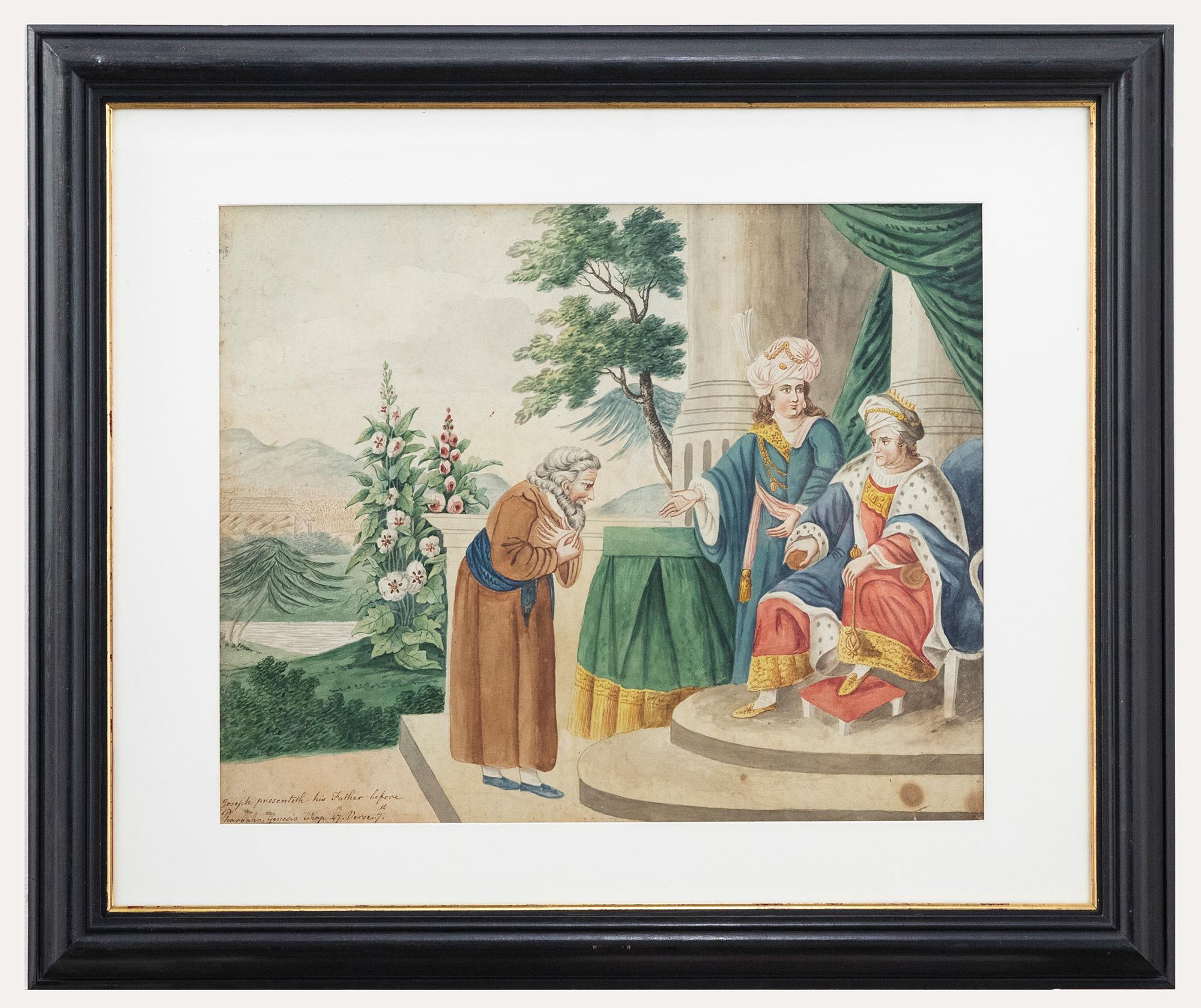 Unknown Figurative Art - 18th Century Watercolour - Jacob and the Pharaoh