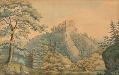 German School 1800 Watercolour - Wartburg Castle