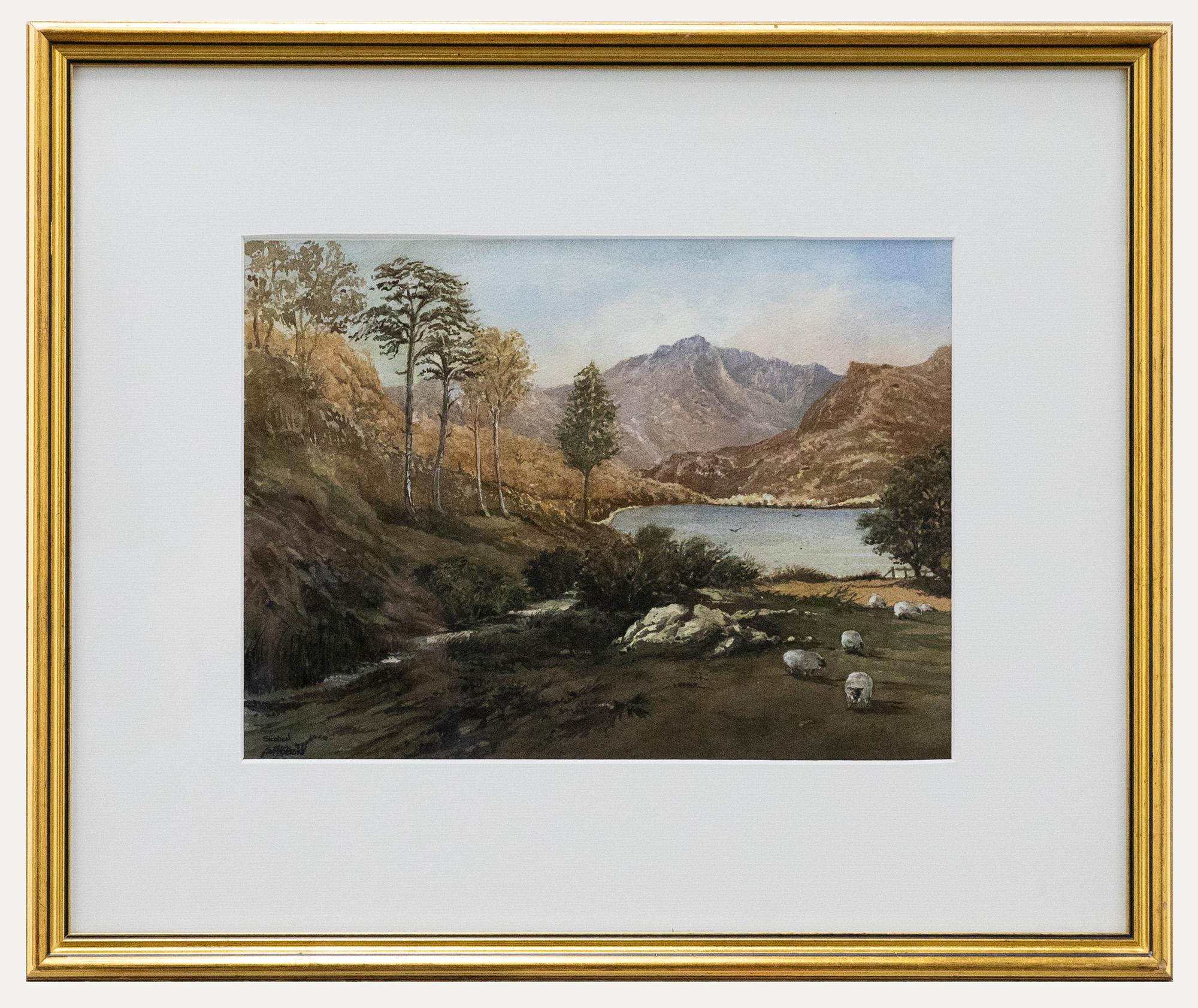Unknown Landscape Art – General Sir John Stibbon OBE - Gerahmtes Aquarell, Snowdon-Across Llyn Cwellyn, General Sir John Stibbon