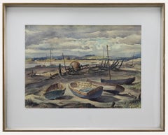 Hervey Cadwallader Adams (1903-1996)- Watercolour, Anchored Amongst the Wreckage