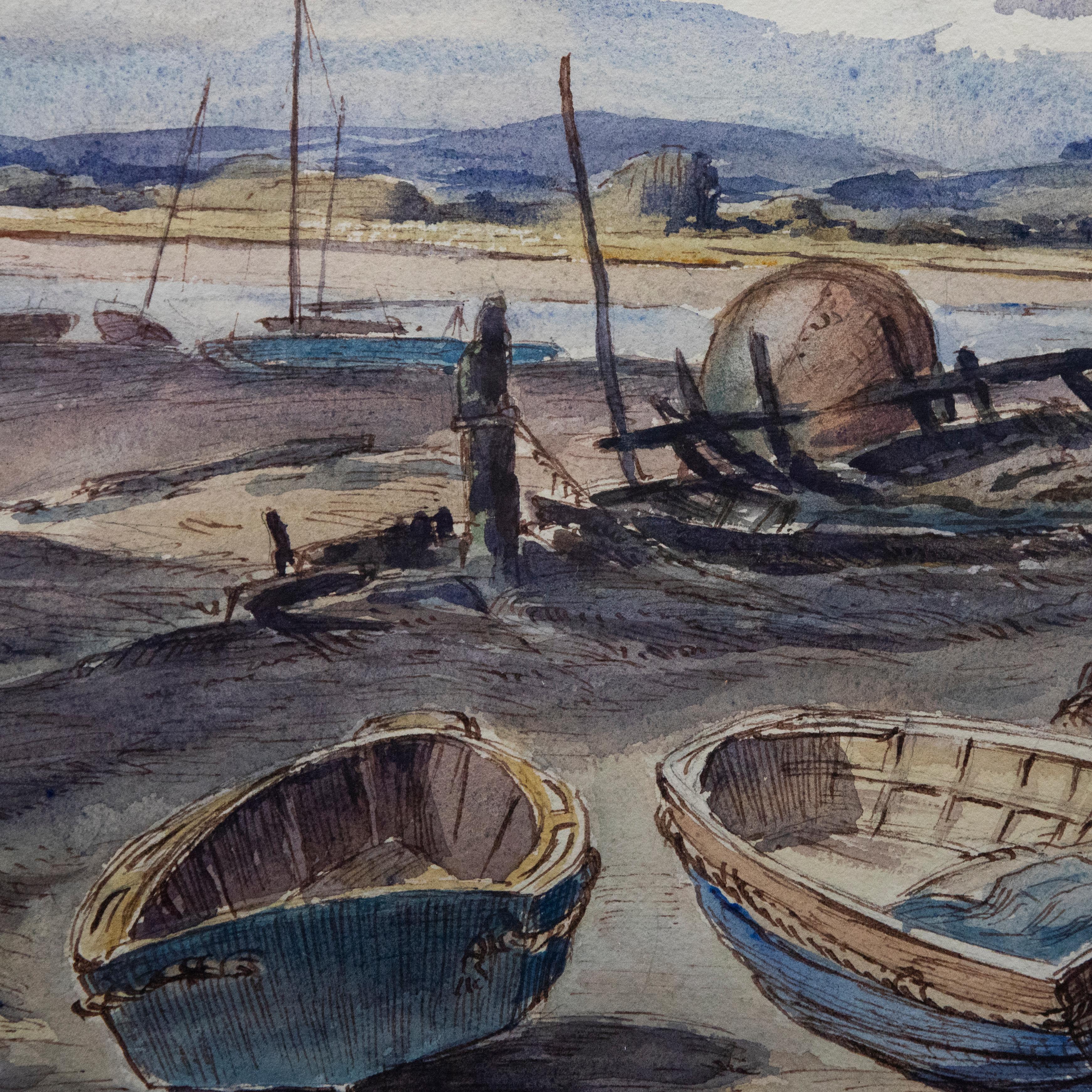 Hervey Cadwallader Adams (1903-1996)- Watercolour, Anchored Amongst the Wreckage 1