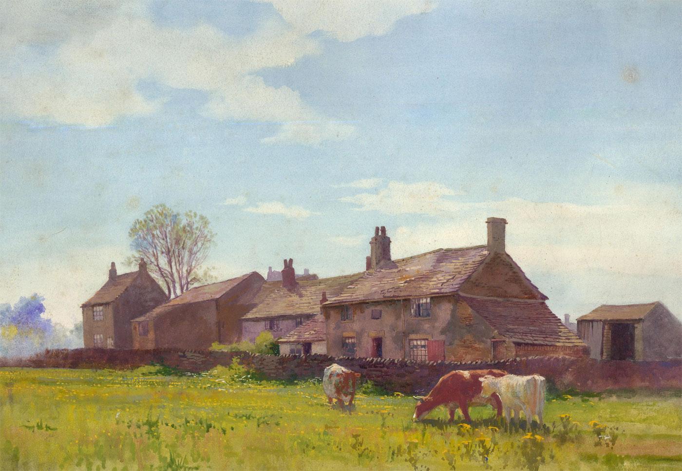 Unknown Animal Art - George Hamilton Constantine (1878-1967) - Watercolour, Cattle on the Farm