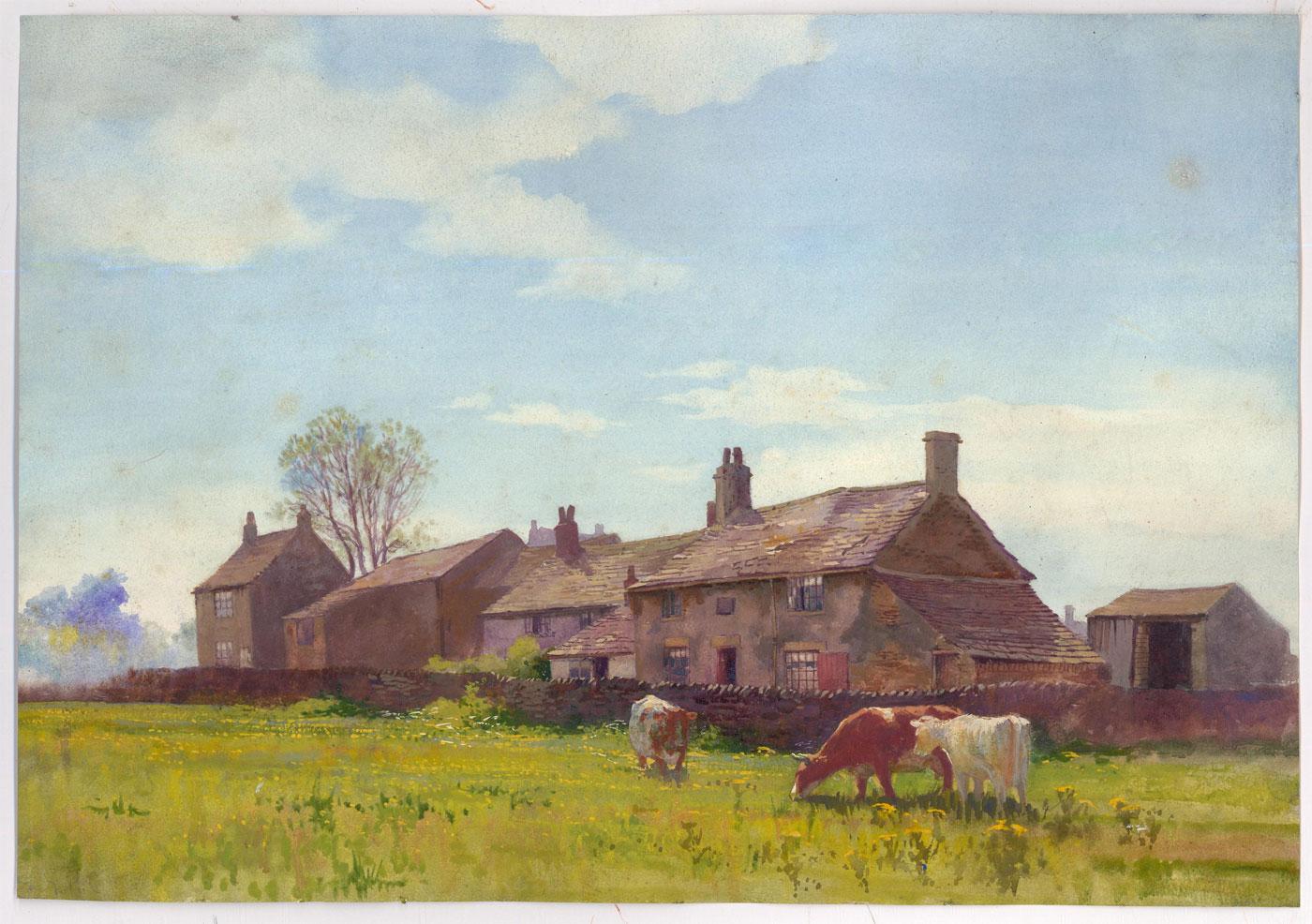 George Hamilton Constantine (1878-1967) - Watercolour, Cattle on the Farm - Art by Unknown