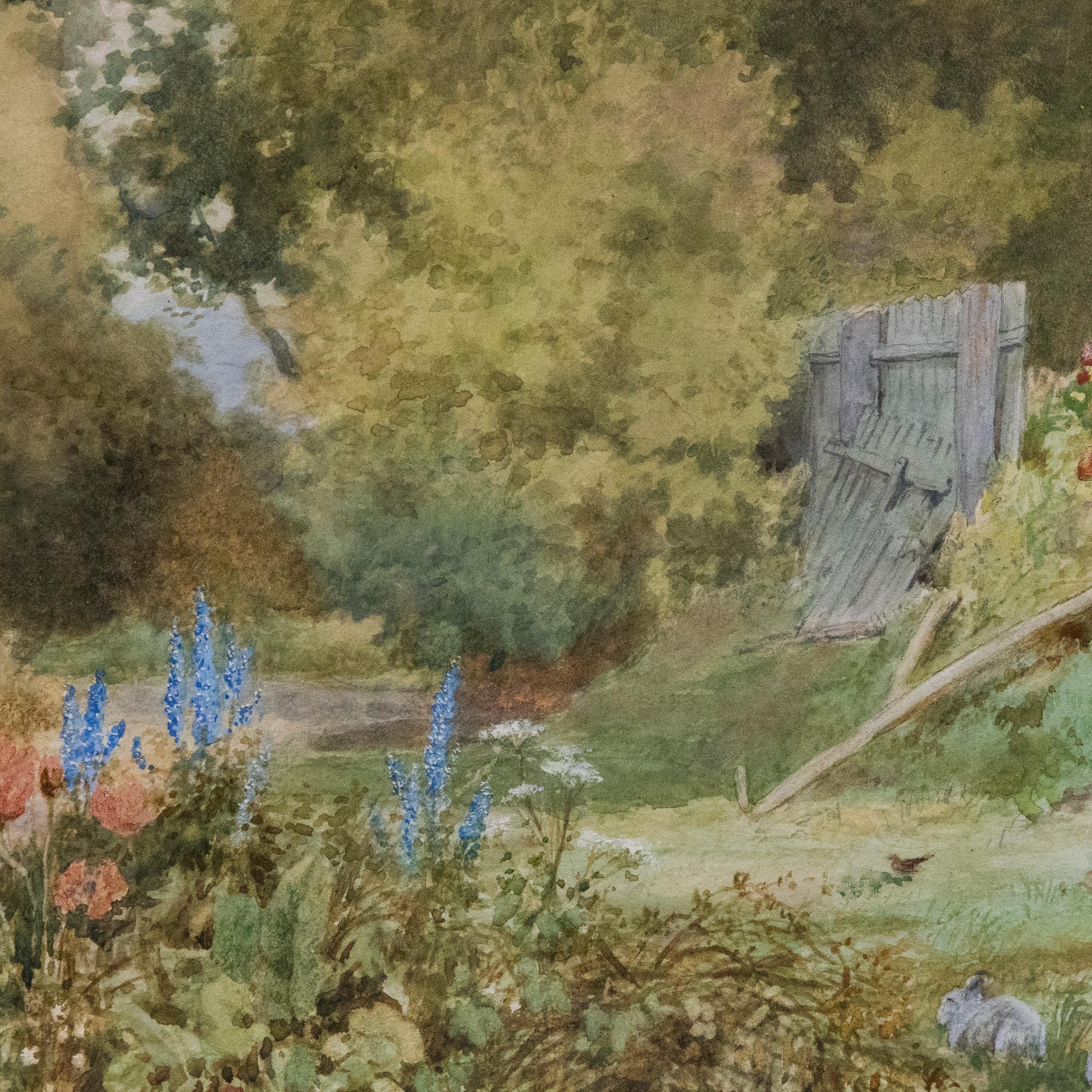 Francis George Coleridge (1838-1923) - Gerahmtes Aquarell, The Deserted Garden im Angebot 1