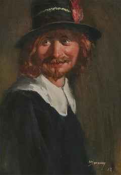 J. Harvey - Early 20th Century Gouache, Portrait of a Gentlemen