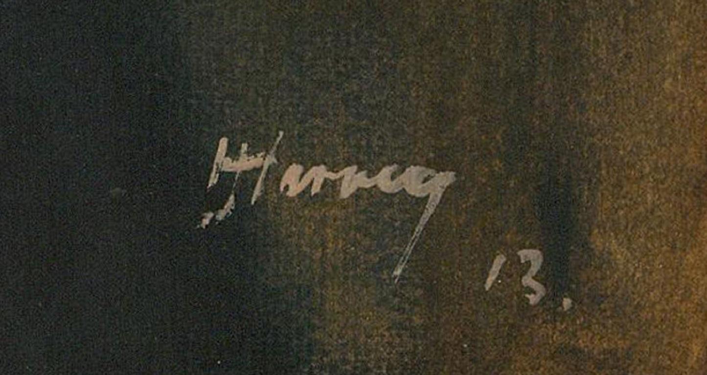 J. Harvey - Gouache de principios del siglo XX, Retrato de un caballero - Portrait Negro de Unknown