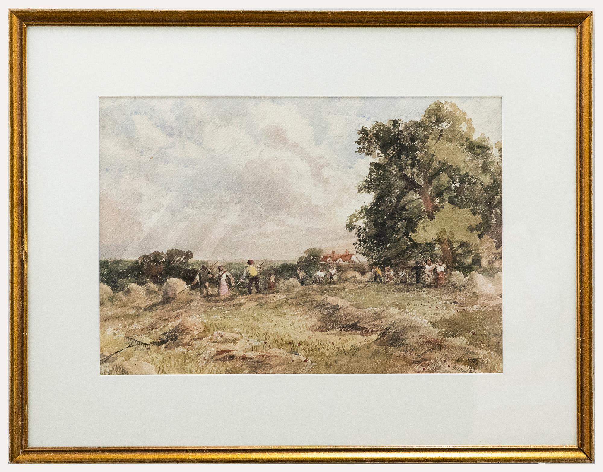 Unknown Landscape Art - James Price (exh.1842-76) - 19th Century Watercolour, Harvesters at Work