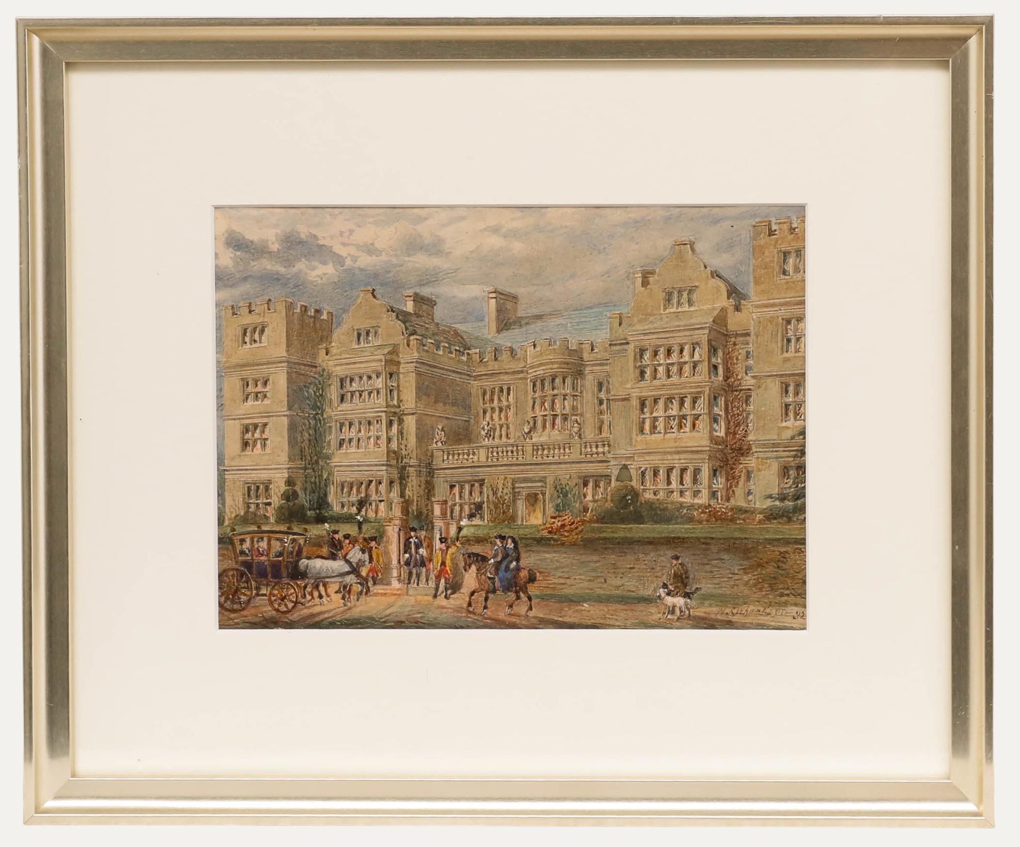 William Richardson (fl.1842-1877) - Aquarelle encadrée 1832, Fountains Hall
