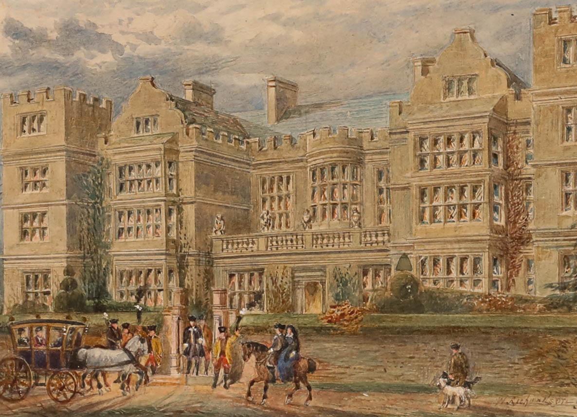 William Richardson (fl.1842-1877) - Aquarelle encadrée 1832, Fountains Hall - Art de Unknown