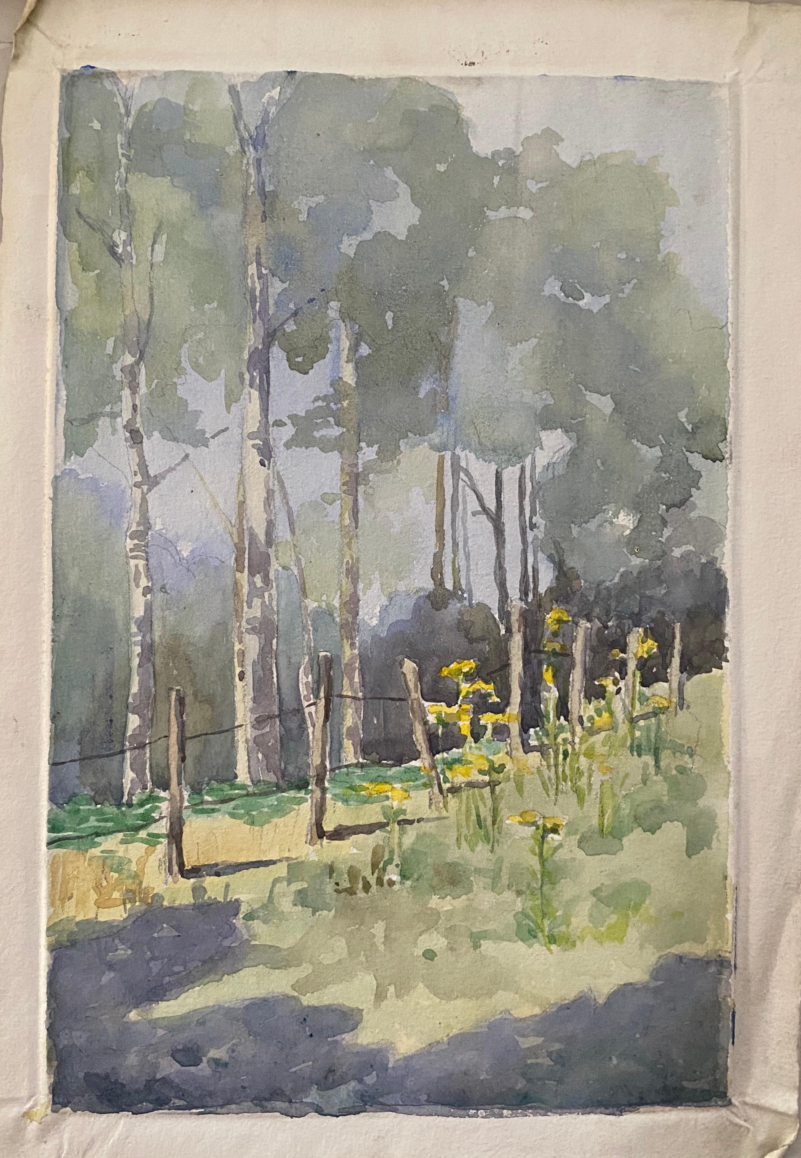 1900, Pintura a la acuarela English Impressionist Campo de primavera - Art de Unknown