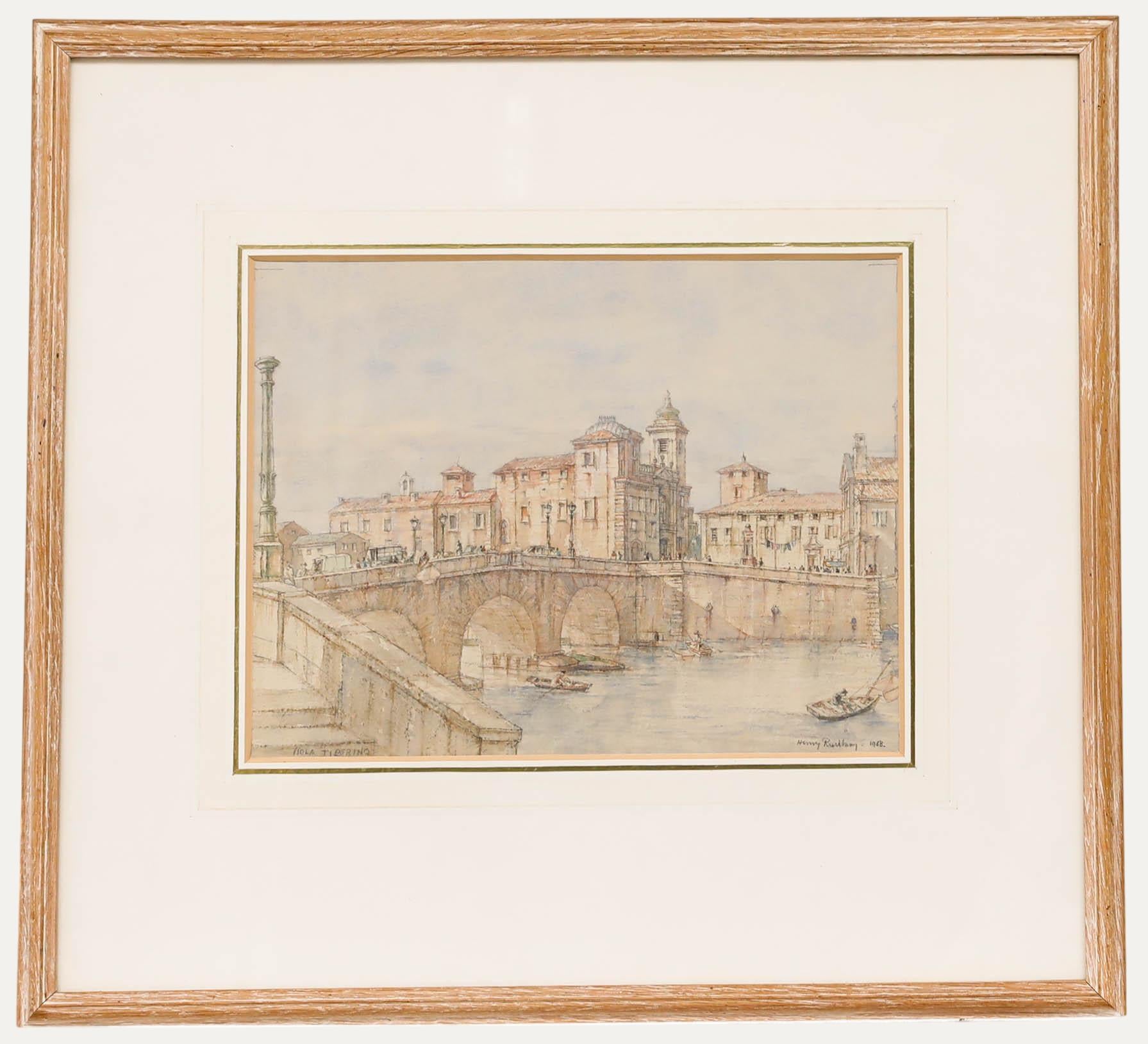 Sir Henry George Rushbury RA (1889-1968) - 1968 Acquerello, Isola Tiberina