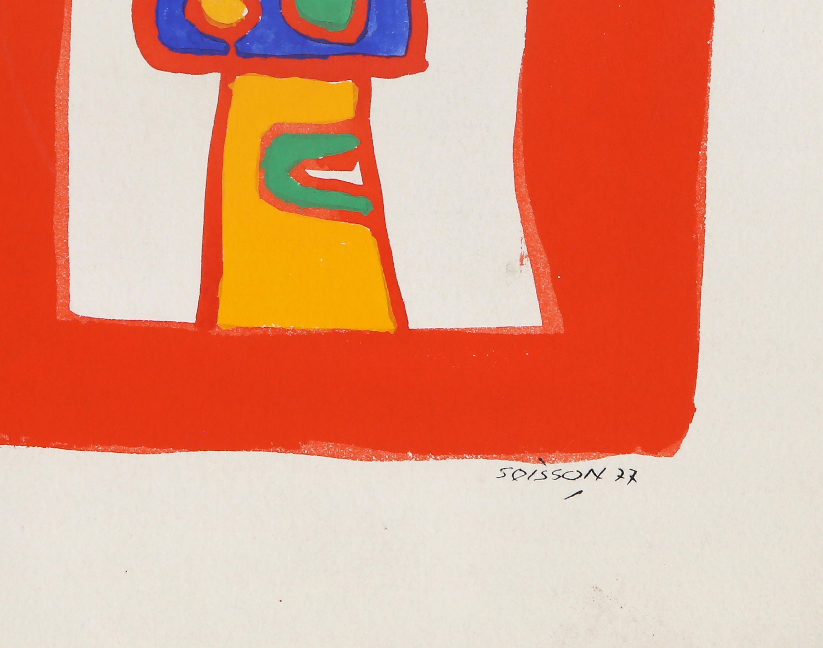 Rube Goldberg, Abstrakte Geometrische Gouache von Jacques Soisson im Angebot 3