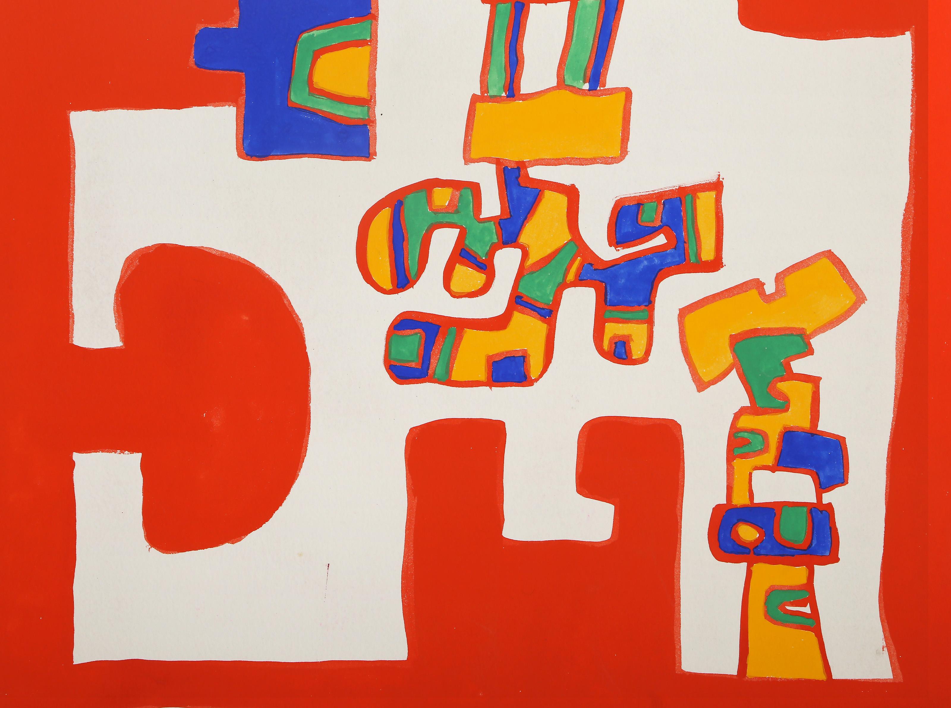 Rube Goldberg, Abstrakte Geometrische Gouache von Jacques Soisson im Angebot 2