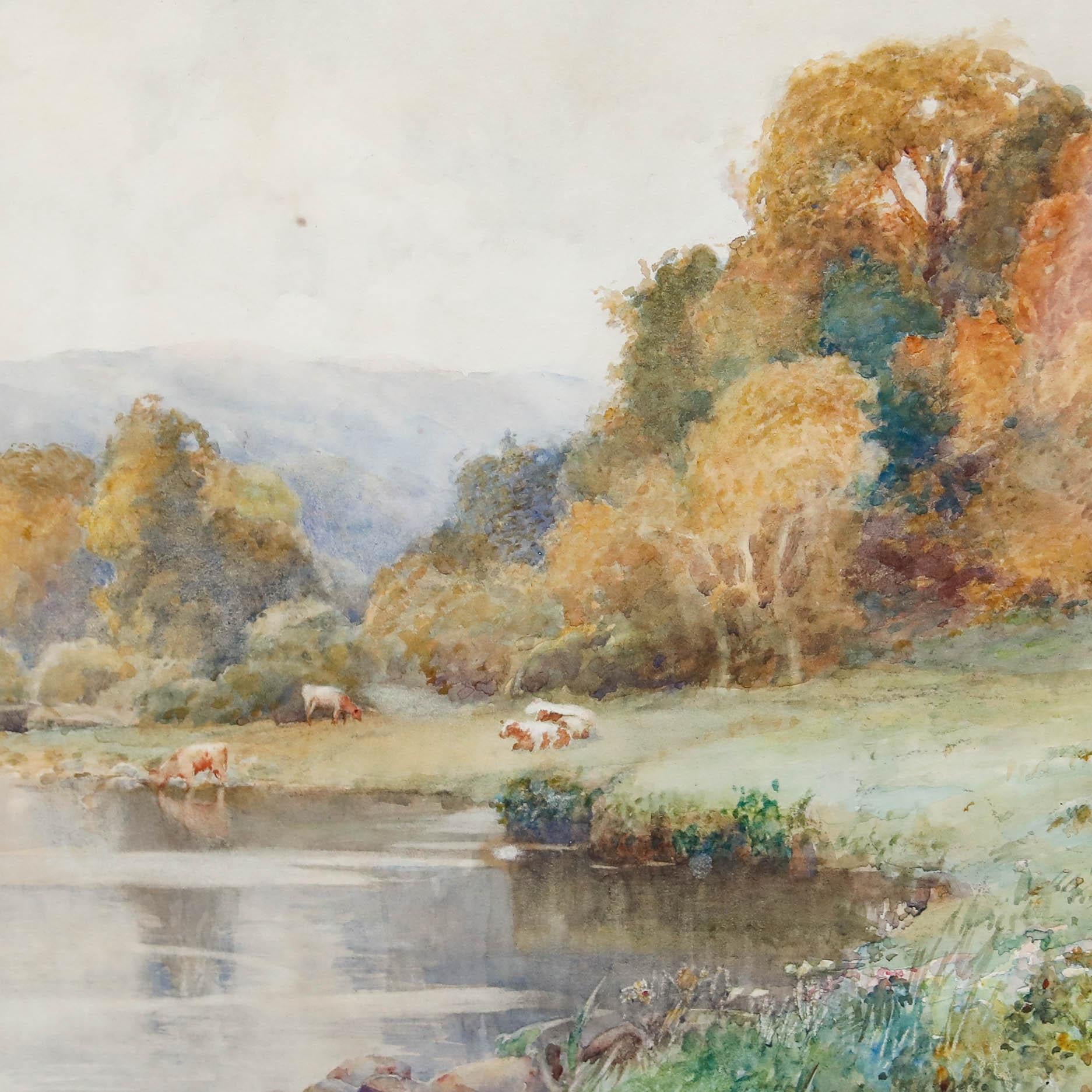 Thomas Phillips (1886-1913) - Acquerello della fine del XIX secolo, Una piscina tranquilla in vendita 4