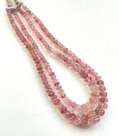 396.95 Carats pink Tourmaline carved melon beads necklace Jewelry Natural Gem
