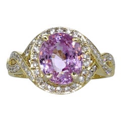 3.96ct Natural Pink Sapphire 18K Yellow Gold Ring