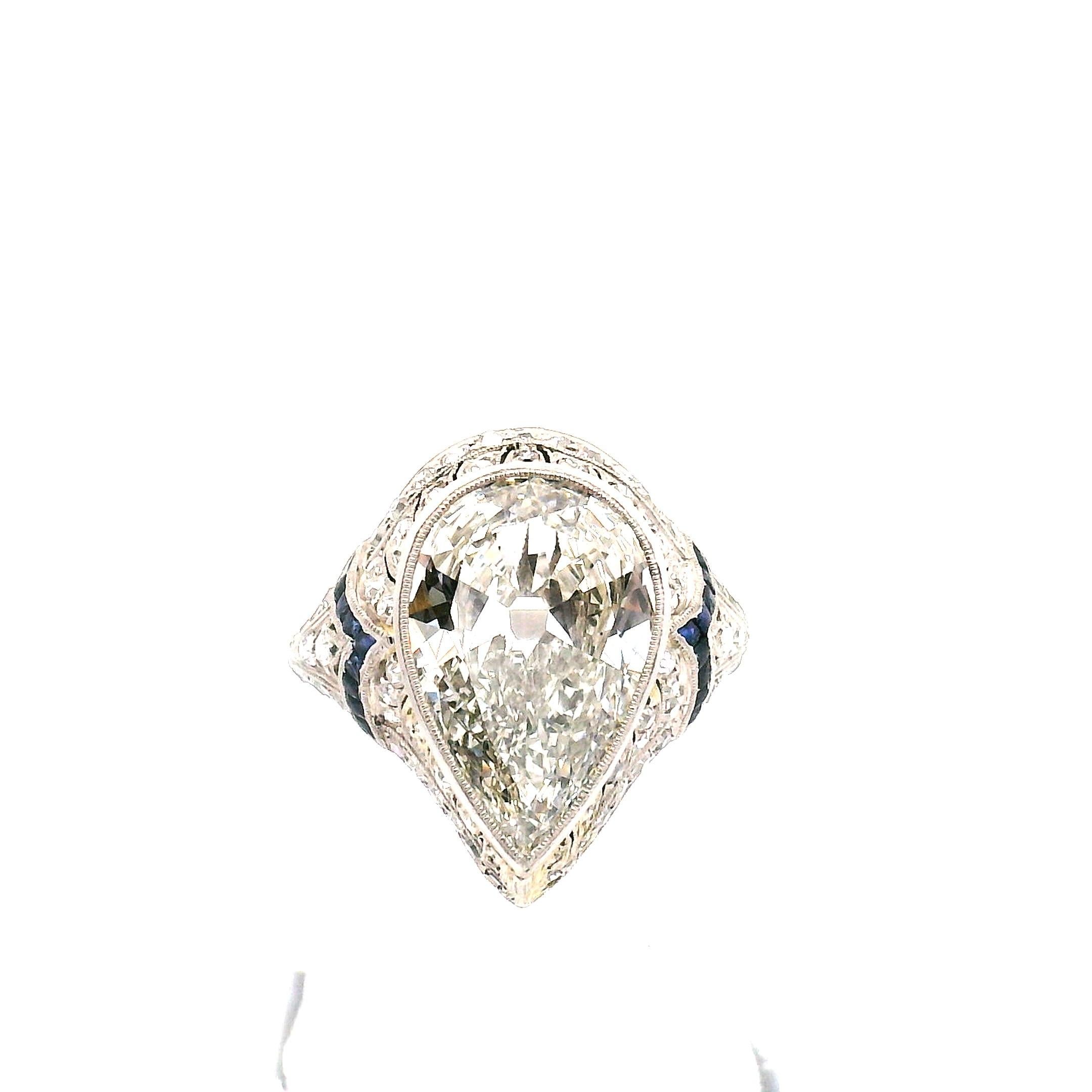 3,96ct. Bague de fiançailles ancienne avec diamant en forme de poire en vente 9