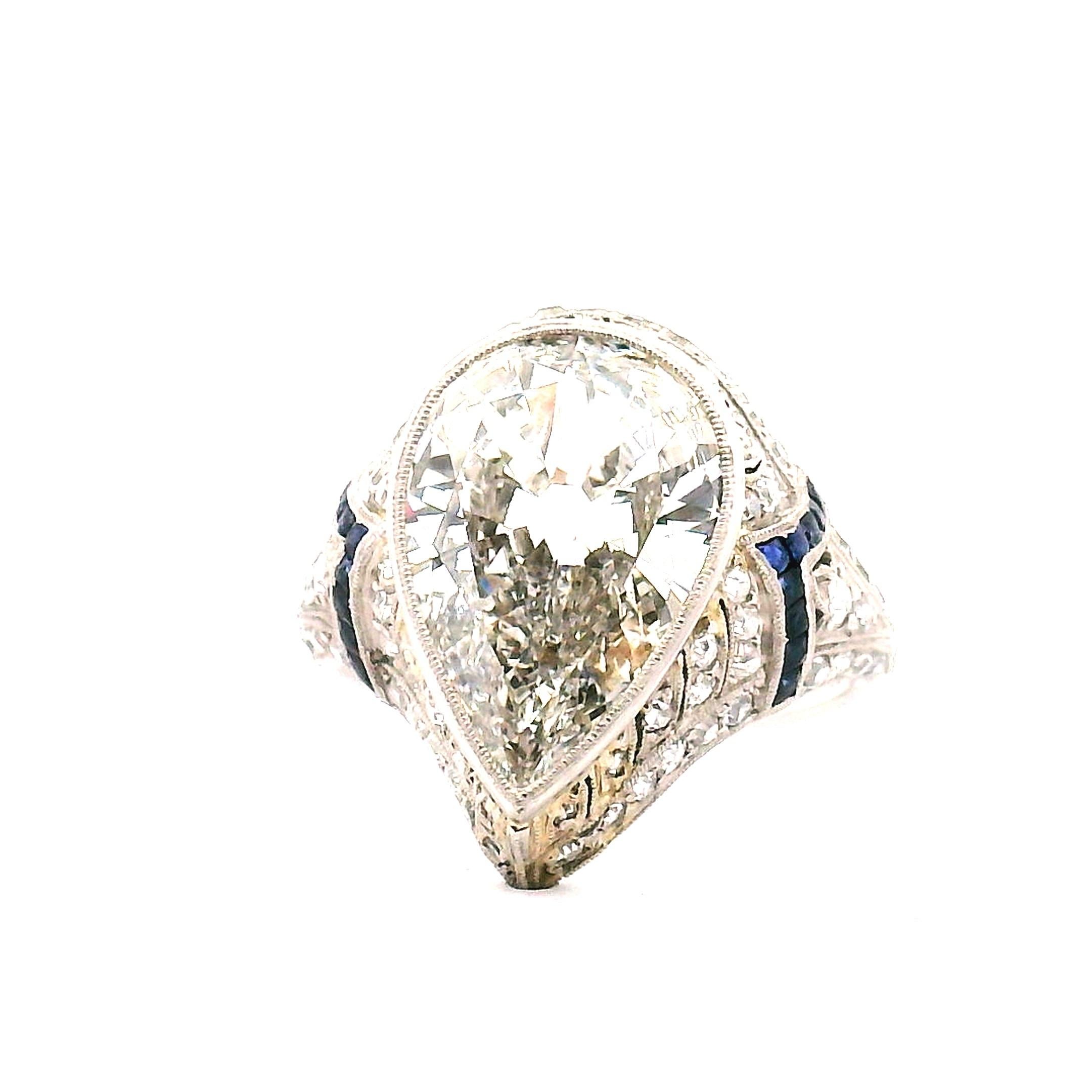 3,96ct. Bague de fiançailles ancienne avec diamant en forme de poire Pour femmes en vente