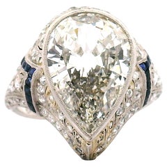 3,96ct. Bague de fiançailles ancienne avec diamant en forme de poire