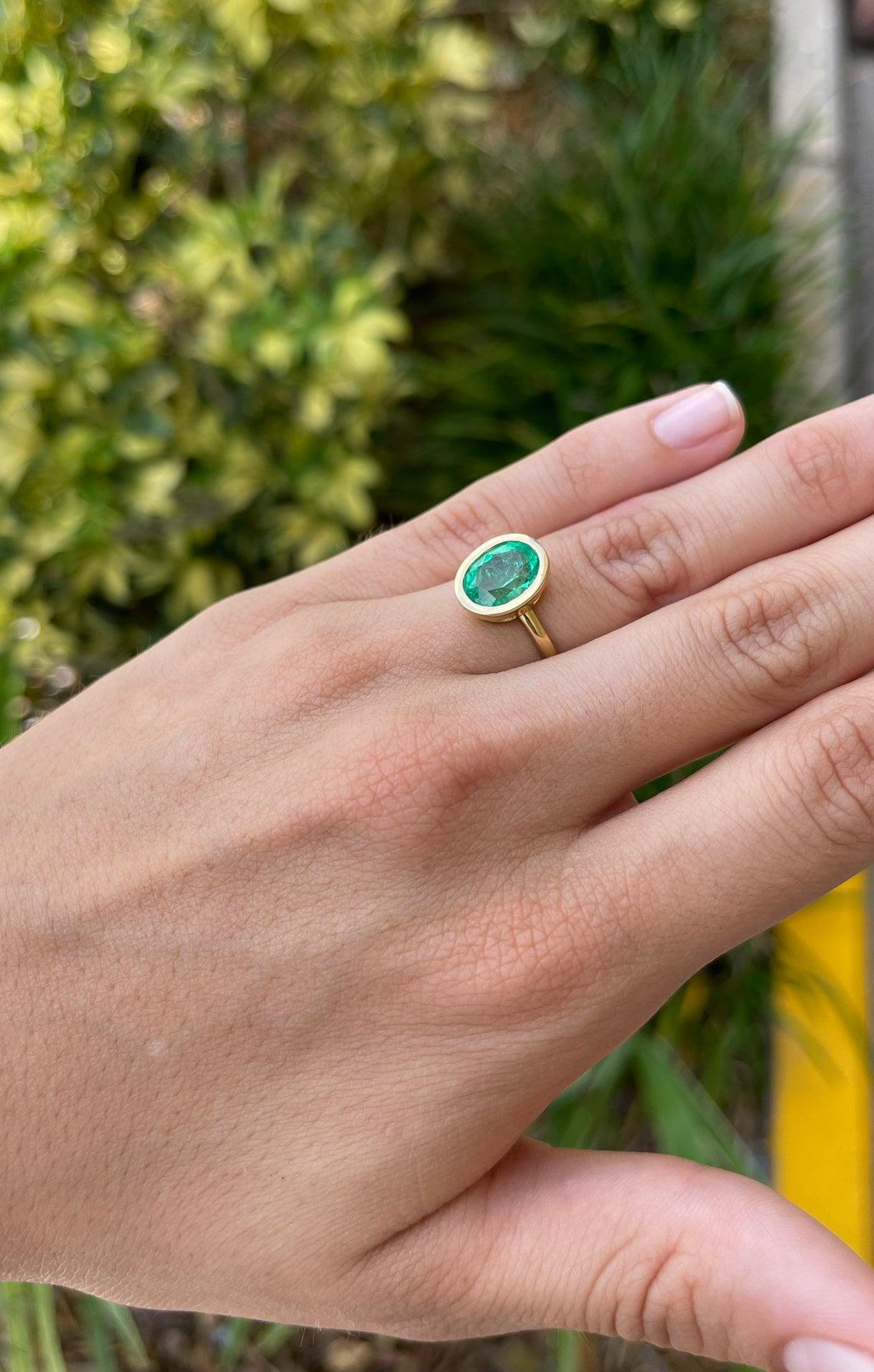 bezel emerald ring