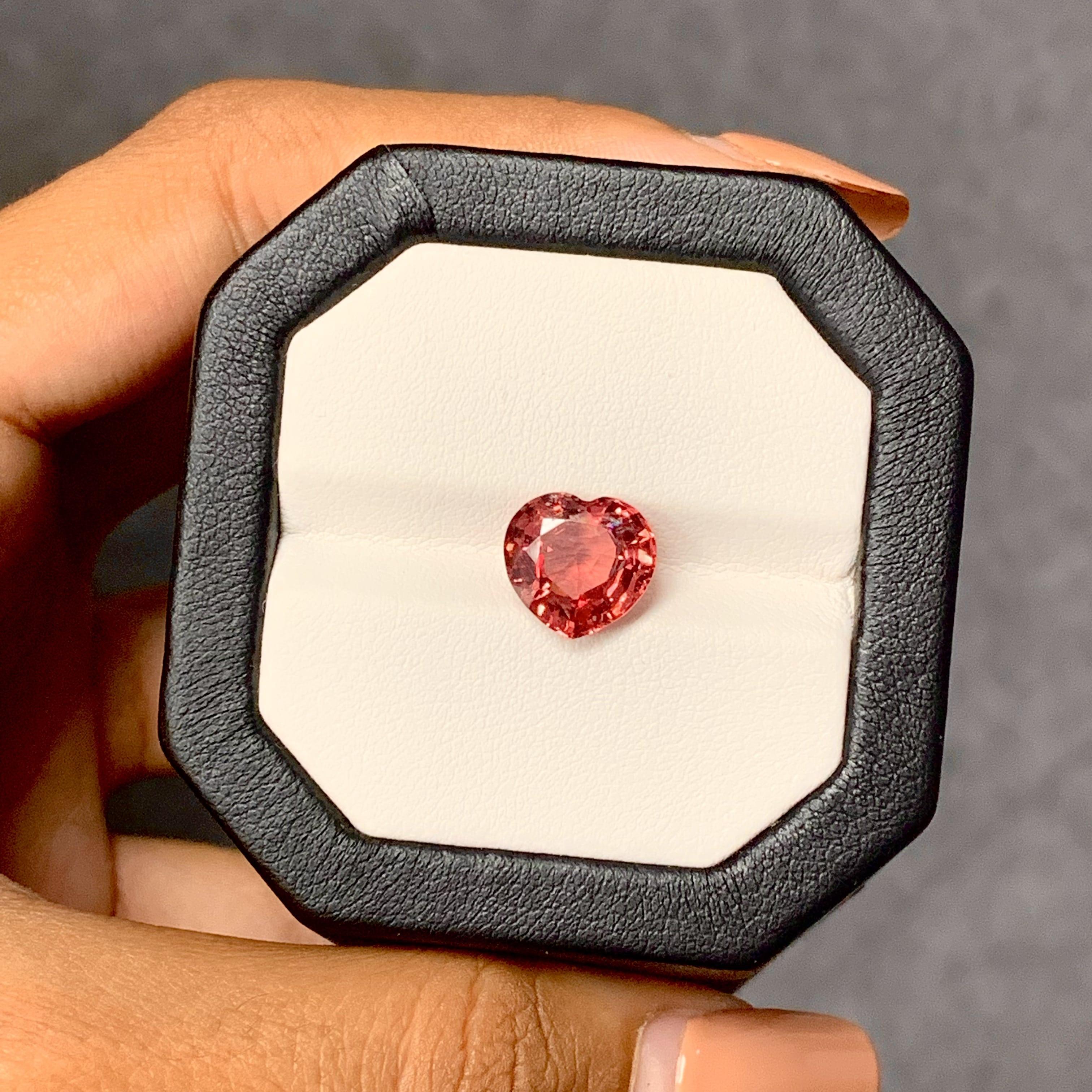 Heart Cut 3.97 Carat Orangish-pink Natural Heart Shaped Spinel For Sale